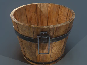 木製バケツ 3Dモデル