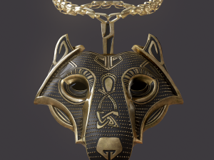 viking wolf pendant Modèle 3D