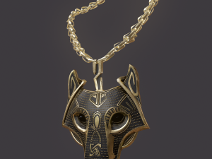 viking wolf pendant Modèle 3D