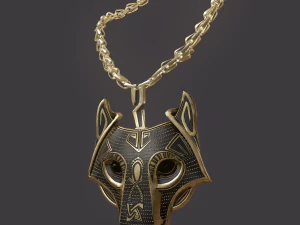 viking wolf pendant 3D Model