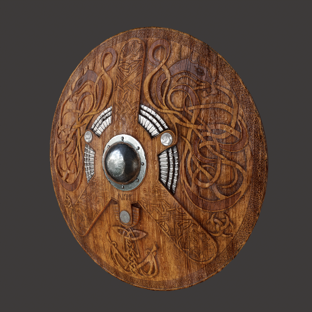 Viking serpent shield 3D Model .c4d .max .obj .3ds .fbx .stl .blend 