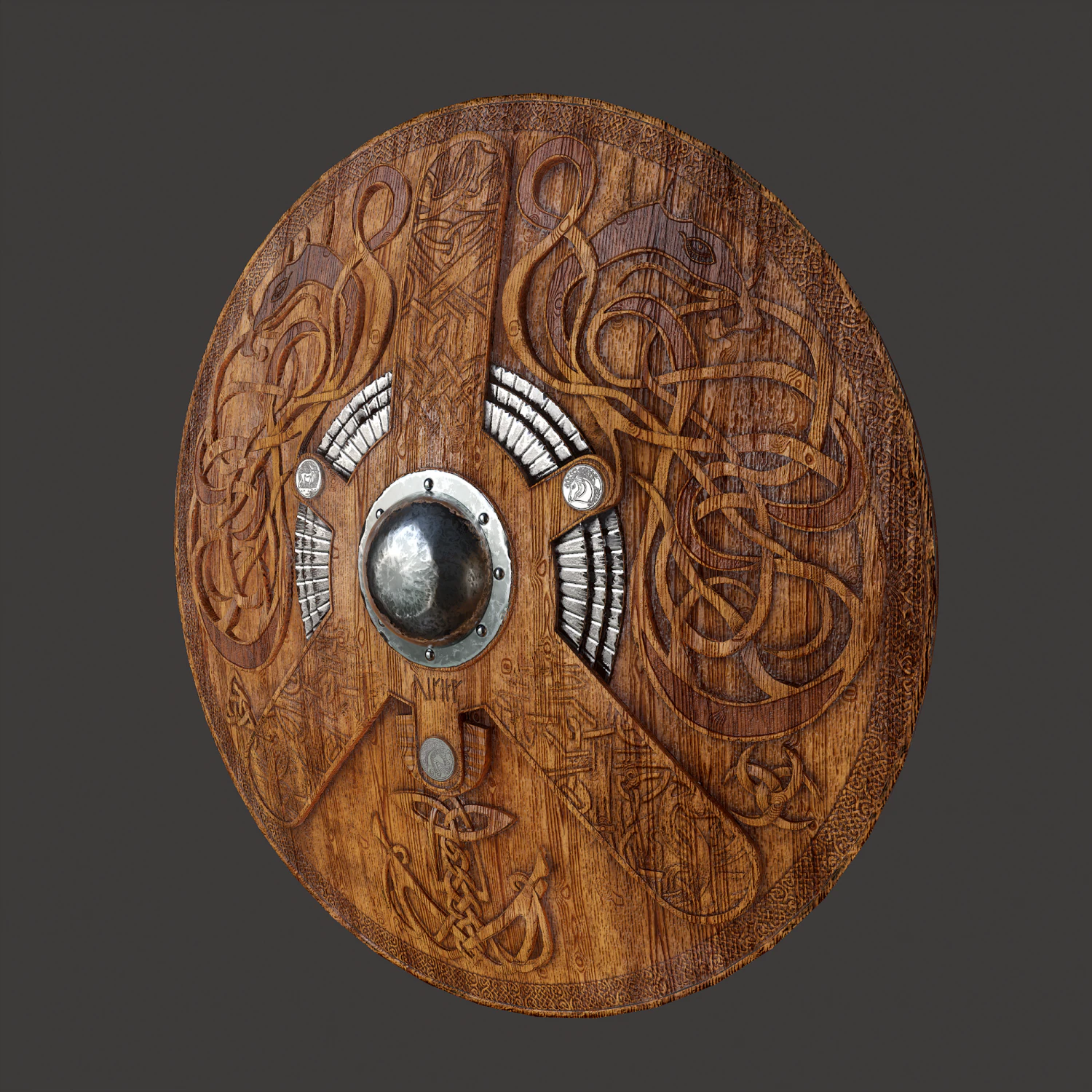 Viking serpent shield 3D Model .c4d .max .obj .3ds .fbx .stl .blend 
