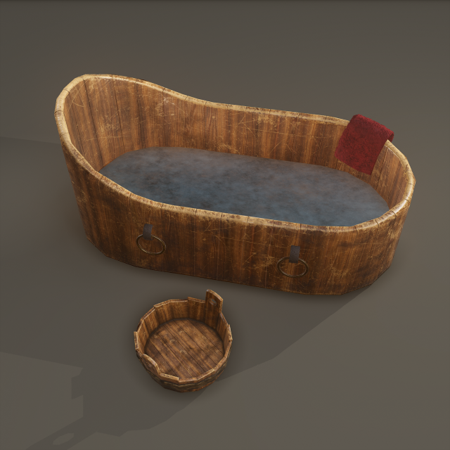 Medieval washtub 3D Модель .c4d .max .obj .3ds .fbx .stl .blend 
