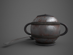 Medieval tavern soup pot and spoon Modelo 3D