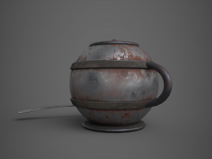 Medieval tavern soup pot and spoon Modelo 3D