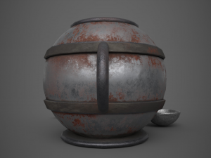 Medieval tavern soup pot and spoon Modelo 3D