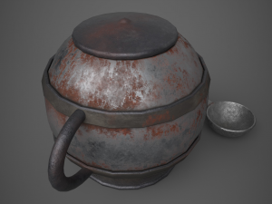 Medieval tavern soup pot and spoon Modelo 3D