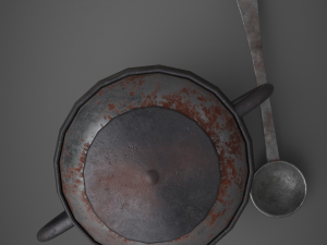 Medieval tavern soup pot and spoon Modelo 3D