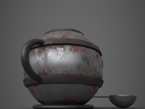 Medieval tavern soup pot and spoon Modelo 3D