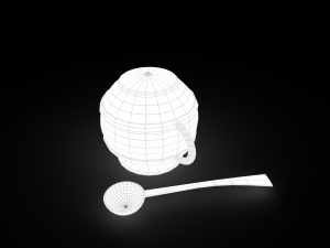 Medieval tavern soup pot and spoon Modelo 3D