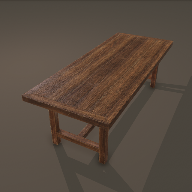 Long wood table Modello 3D .c4d .max .obj .3ds .fbx .stl .blend 