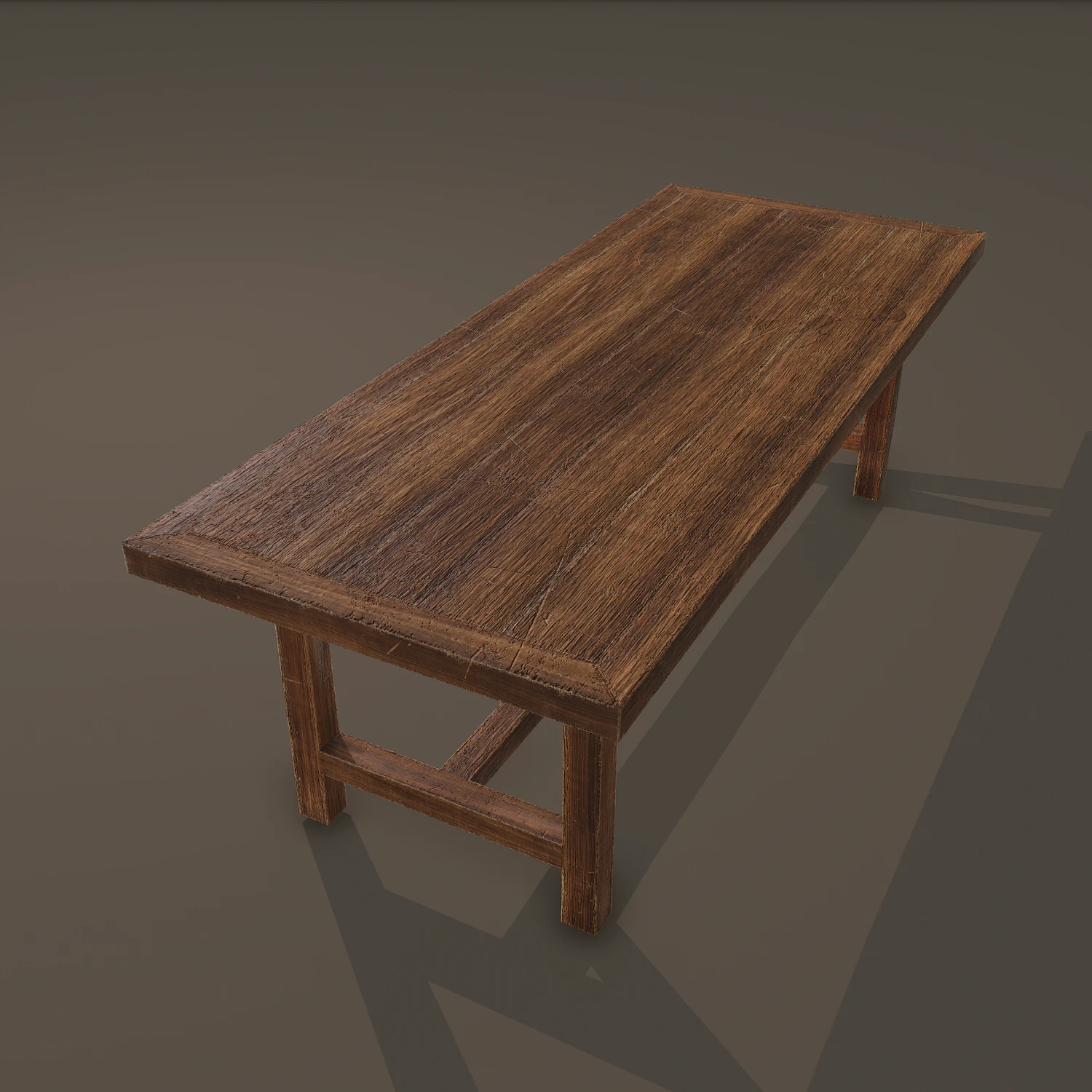 Long wood table 3D Model .c4d .max .obj .3ds .fbx .stl .blend 