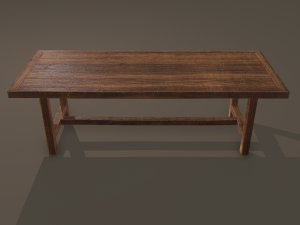 Long wood table Modello 3D