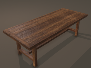 Long wood table Modello 3D