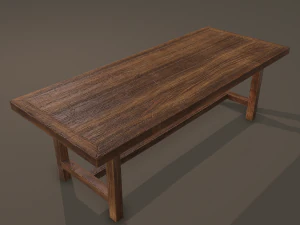 Long wood table 3D Model