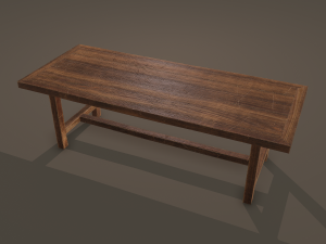 Long wood table Modello 3D