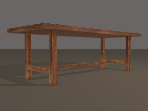 Long wood table Modello 3D