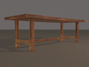 Long wood table 3D Model