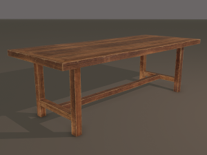 Long wood table Modello 3D
