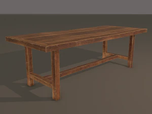 Long wood table 3D Model