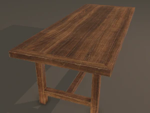 Long wood table 3D Model