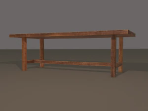 Long wood table 3D Model