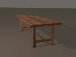 Long wood table 3D Model