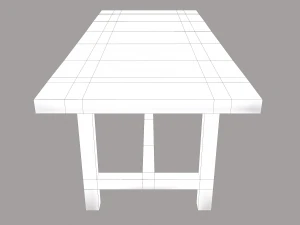 Long wood table 3D Model