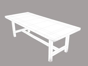 Long wood table 3D Model