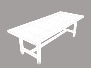 Long wood table Modello 3D