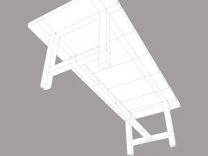 Long wood table 3D Model