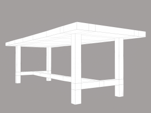 Long wood table Modello 3D