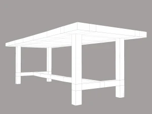 Long wood table 3D Model