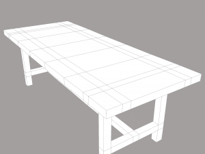 Long wood table Modello 3D