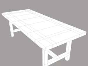 Long wood table 3D Model