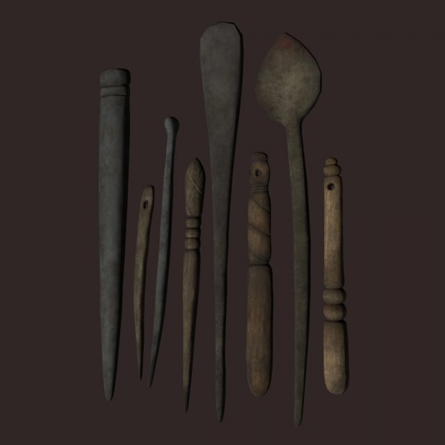 Medieval needles and make up scoop 3D 模型 .c4d .max .obj .3ds .fbx .stl .blend 