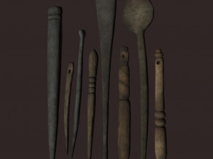 Medieval needles and make up scoop 3D 模型
