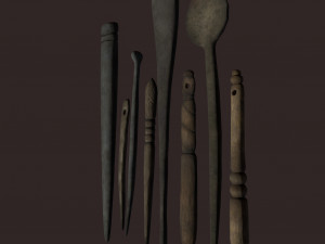 Medieval needles and make up scoop 3D 模型
