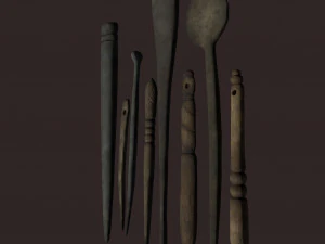 Medieval needles and make up scoop 3D Model
