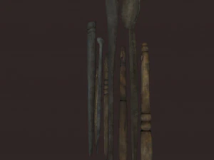 Medieval needles and make up scoop 3D Model