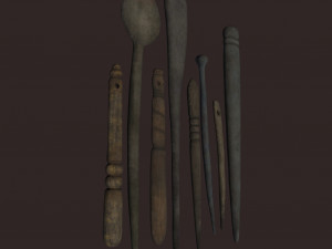Medieval needles and make up scoop 3D 模型