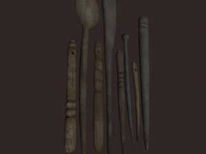 Medieval needles and make up scoop 3D Model