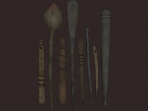 Medieval needles and make up scoop 3D 模型