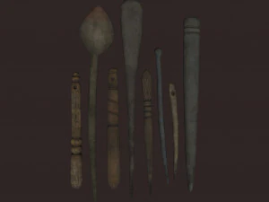 Medieval needles and make up scoop 3D Model