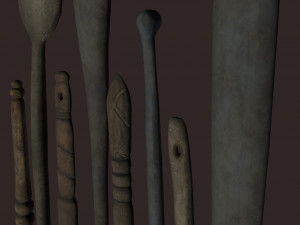 Medieval needles and make up scoop 3D 模型