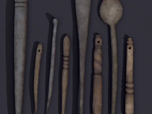 Medieval needles and make up scoop 3D Model