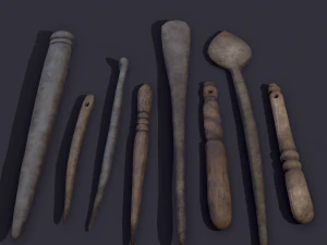 Medieval needles and make up scoop 3D Model