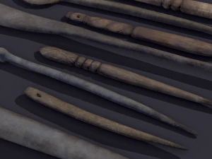 Medieval needles and make up scoop 3D Model