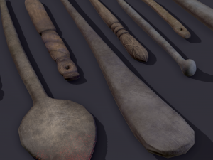 Medieval needles and make up scoop 3D 模型