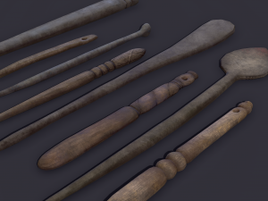 Medieval needles and make up scoop 3D 模型